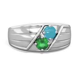 Turquoise Men's Streamline 14K White Gold ring R0460