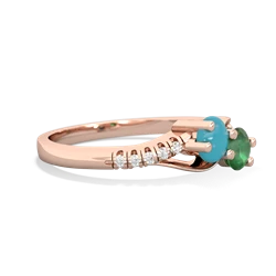 Turquoise Infinity Pave Two Stone 14K Rose Gold ring R5285