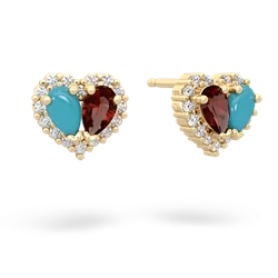 Turquoise Halo 14K Yellow Gold earrings E7008