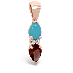 Turquoise Bowtie Drop 14K Rose Gold pendant P0865