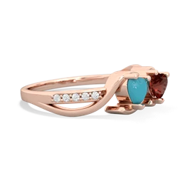 Turquoise Side By Side 14K Rose Gold ring R3090