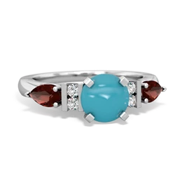 Turquoise 6Mm Round Eternal Embrace Engagement 14K White Gold ring R2005