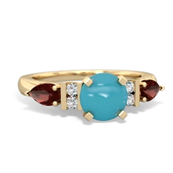 Turquoise 6Mm Round Eternal Embrace Engagement 14K Yellow Gold ring R2005