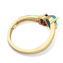 Turquoise Snuggling Hearts 14K Yellow Gold ring R2178