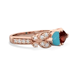 Turquoise Diamond Butterflies 14K Rose Gold ring R5601