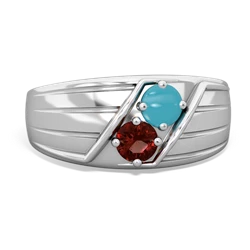 Turquoise Men's Streamline 14K White Gold ring R0460