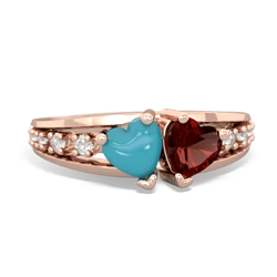 Turquoise Heart To Heart 14K Rose Gold ring R3342