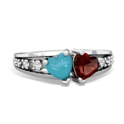 Turquoise Heart To Heart 14K White Gold ring R3342