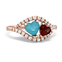 Turquoise Mother And Child 14K Rose Gold ring R3010