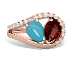 Turquoise Nestled Heart Keepsake 14K Rose Gold ring R5650