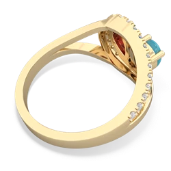 Turquoise Nestled Heart Keepsake 14K Yellow Gold ring R5650