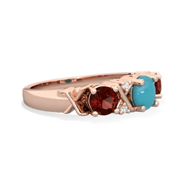 Turquoise Hugs And Kisses 14K Rose Gold ring R5016