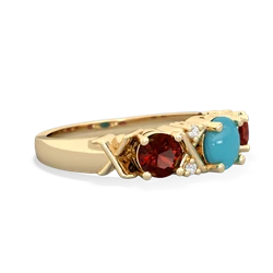 Turquoise Hugs And Kisses 14K Yellow Gold ring R5016