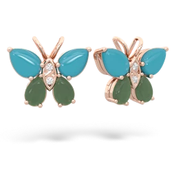 Turquoise Butterfly 14K Rose Gold earrings E2215