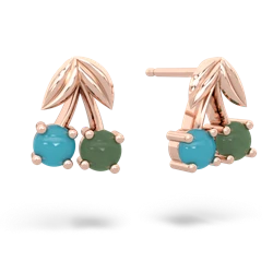 Turquoise Sweet Cherries 14K Rose Gold earrings E7001