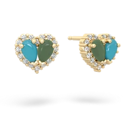 Turquoise Halo 14K Yellow Gold earrings E7008