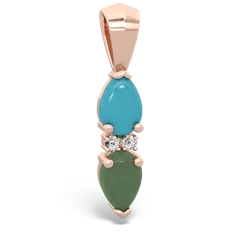 Turquoise Bowtie Drop 14K Rose Gold pendant P0865