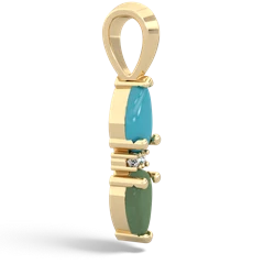 Turquoise Bowtie Drop 14K Yellow Gold pendant P0865