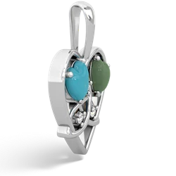 Turquoise Celtic Trinity Heart 14K White Gold pendant P5331