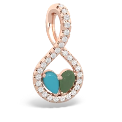 Turquoise Pave Twist 'One Heart' 14K Rose Gold pendant P5360