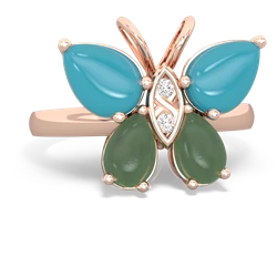 Turquoise Butterfly 14K Rose Gold ring R2215