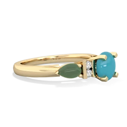 Turquoise 6Mm Round Eternal Embrace Engagement 14K Yellow Gold ring R2005