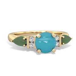 Turquoise 6Mm Round Eternal Embrace Engagement 14K Yellow Gold ring R2005