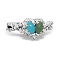 Turquoise Diamond Twist 'One Heart' 14K White Gold ring R2640HRT