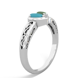 Turquoise Filligree 'One Heart' 14K White Gold ring R5070