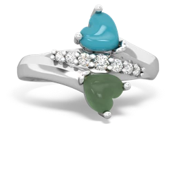 Turquoise Heart To Heart 14K White Gold ring R2064