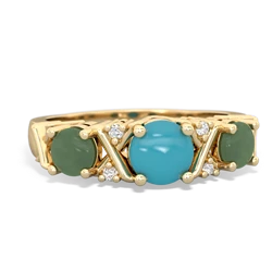 Turquoise Hugs And Kisses 14K Yellow Gold ring R5016