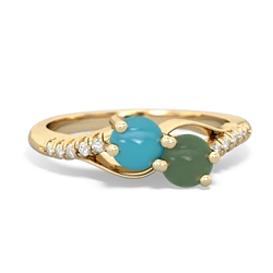 Turquoise Infinity Pave Two Stone 14K Yellow Gold ring R5285