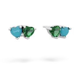 Turquoise Sweethearts 14K White Gold earrings E5260