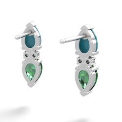 Turquoise Bowtie Drop 14K White Gold earrings E0865