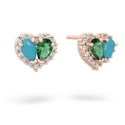 Turquoise Halo 14K Rose Gold earrings E7008