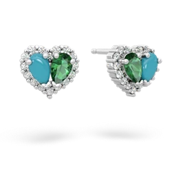 Turquoise Halo 14K White Gold earrings E7008