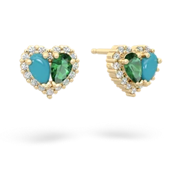 Turquoise Halo 14K Yellow Gold earrings E7008