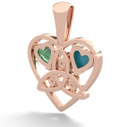 Turquoise Celtic Trinity Heart 14K Rose Gold pendant P5331