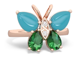 Turquoise Butterfly 14K Rose Gold ring R2215