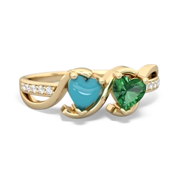 Turquoise Side By Side 14K Yellow Gold ring R3090