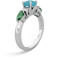 Turquoise 6Mm Round Eternal Embrace Engagement 14K White Gold ring R2005