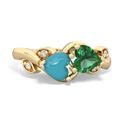 Turquoise Floral Elegance 14K Yellow Gold ring R5790