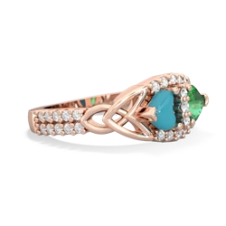 Turquoise Sparkling Celtic Knot 14K Rose Gold ring R2645