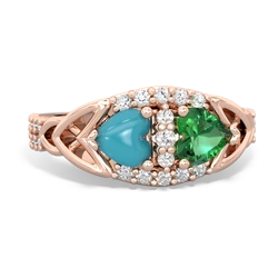 Turquoise Sparkling Celtic Knot 14K Rose Gold ring R2645