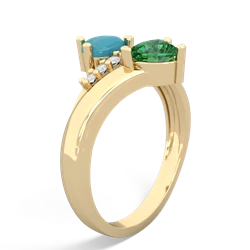 Turquoise Heart To Heart 14K Yellow Gold ring R2064