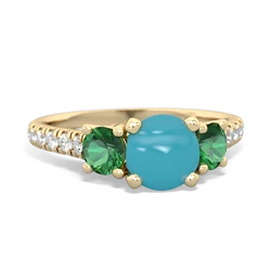 Turquoise Pave Trellis 14K Yellow Gold ring R5500