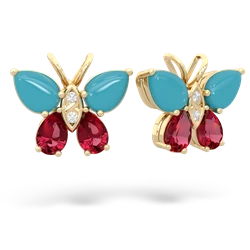 Turquoise Butterfly 14K Yellow Gold earrings E2215