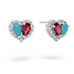 Turquoise Halo 14K White Gold earrings E7008