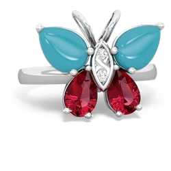 Turquoise Butterfly 14K White Gold ring R2215