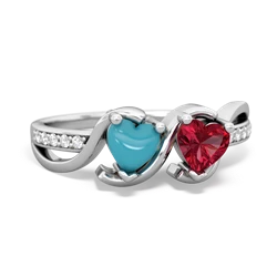 Turquoise Side By Side 14K White Gold ring R3090